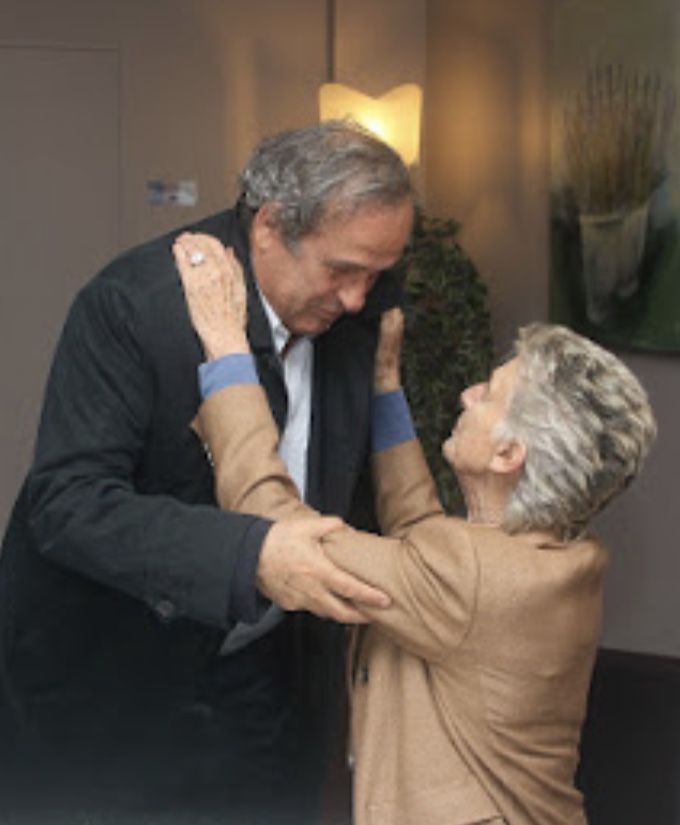 Donna Allegra Agnelli, Presidente della Fondazione di Candiolo saluta Michel Platini, allenatore dei Campioni per la Ricerca